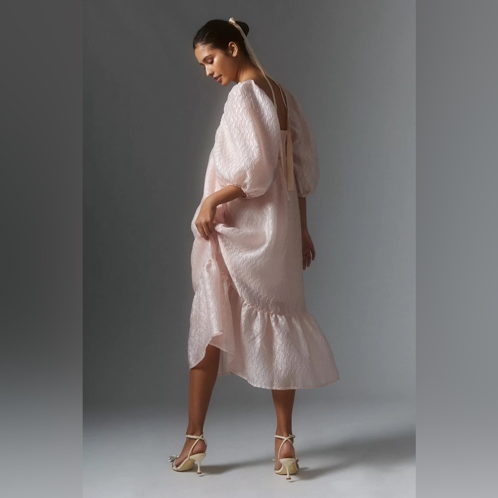 Anthropologie Textured Puff-Sleeve Dress - Picture 3 of 8